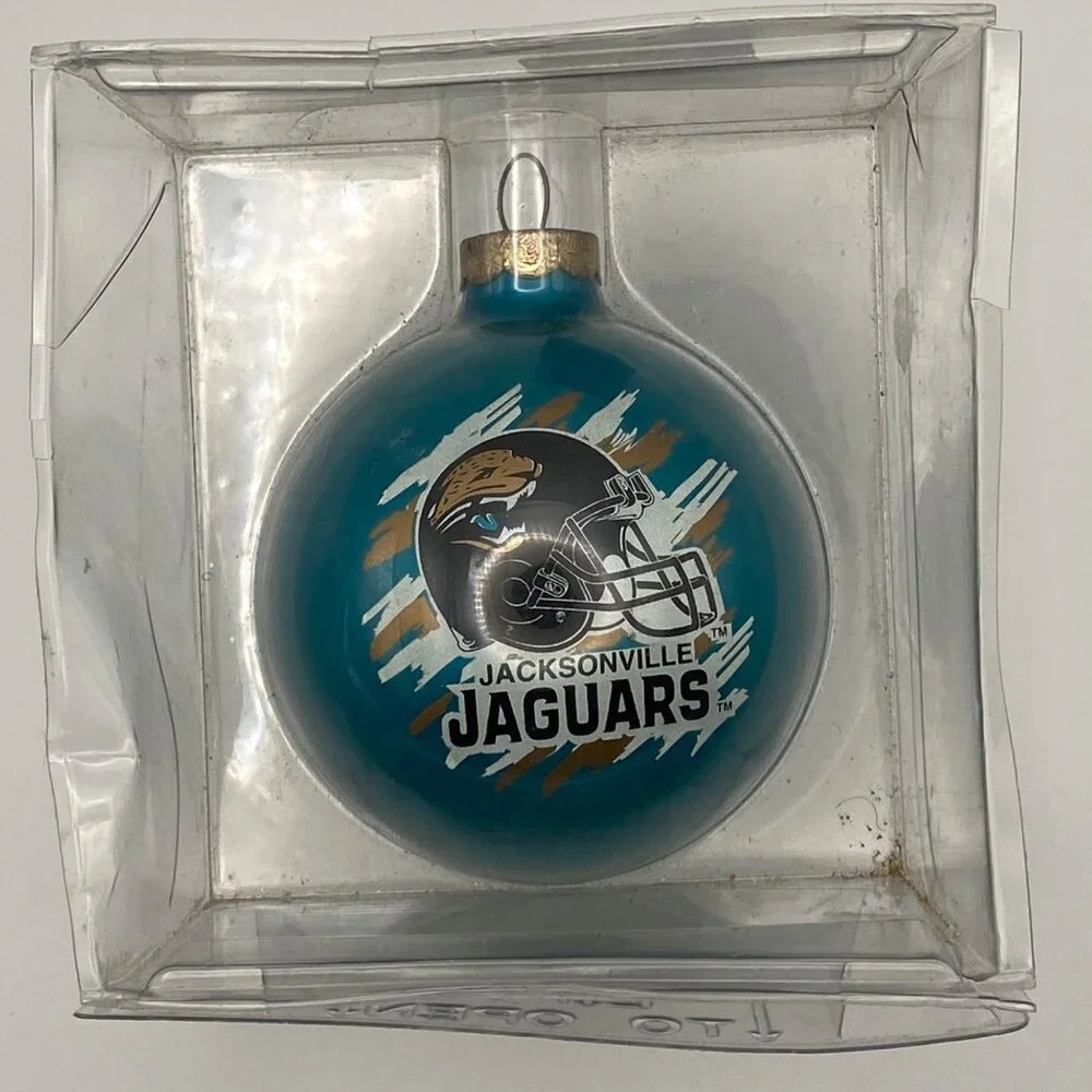 Jacksonville Jaguars Glass Ornament NFL Teal Helmet Christmas Decor - Picture 4 of 10